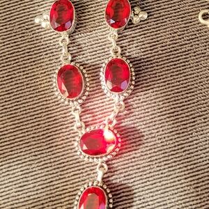 Elegant Red and Silver Women's Jewelry Set
